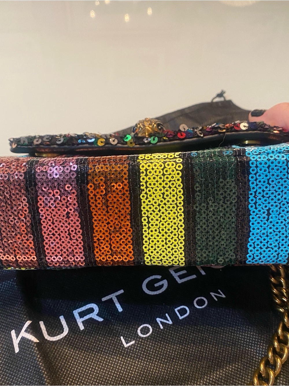 EUC Kurt Geiger London Mini Kensington Rainbow Sequin Crossbody Bag Dustbag - Picture 5 of 8